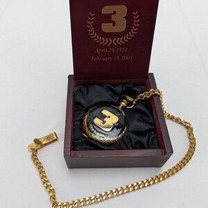Dale Earnhardt #3 Commemorative Pocket Watch with Chain in Wooden Box